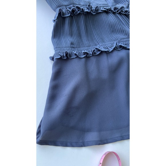 Cistar New York Blouse Ruffles Smocked Waist Balloon Sleeves Pleated Blueberry S - Picture 17 of 17